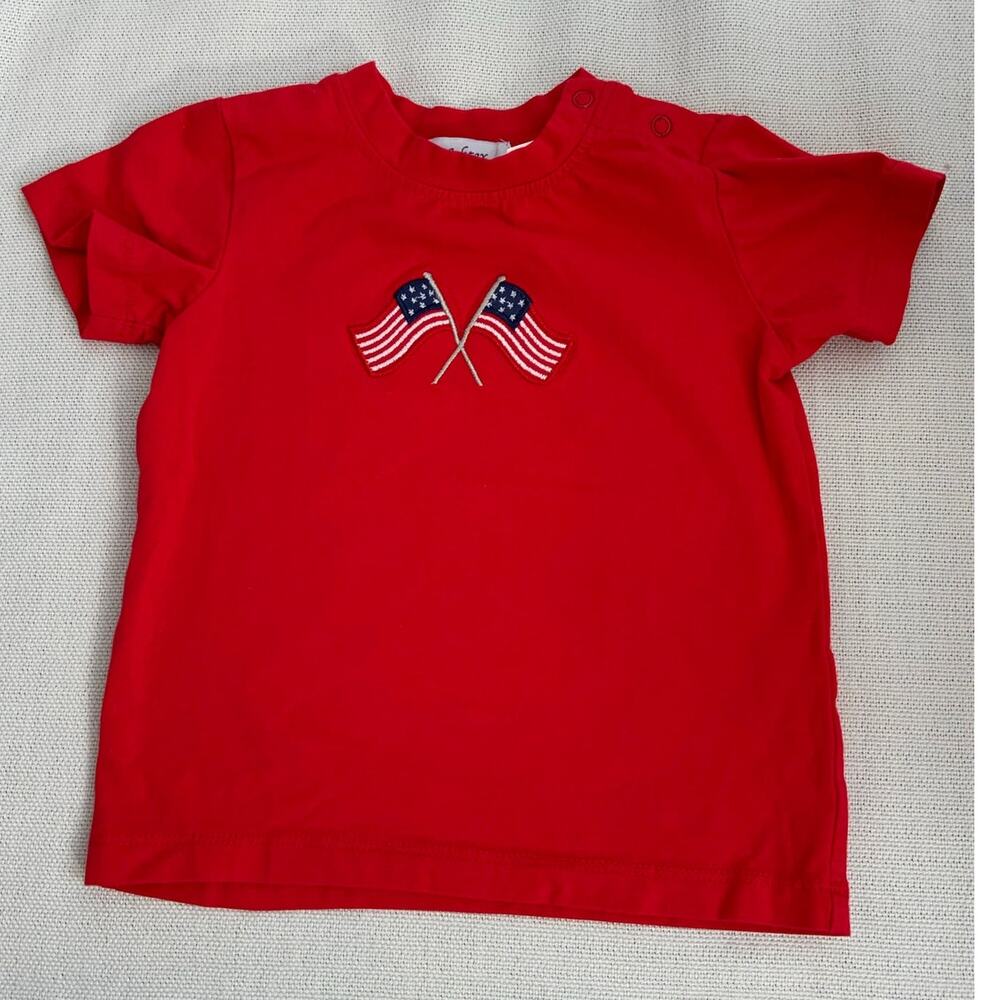 Ishtex Boys red shirt embroidered‎ flags size 18mo